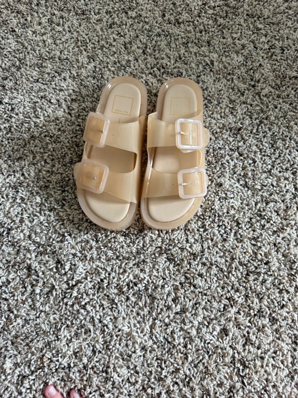 Dolce Vita Nude Double-Buckle Slide Sandals